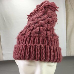 Turtle Fur Women Beanie Pink Knit Winter Hat Casual Comfort Warm Pom Pom #0439